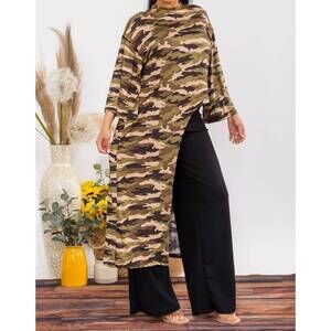 NEW KAREN T DESIGN asymmetrical top two piece set in camouflage